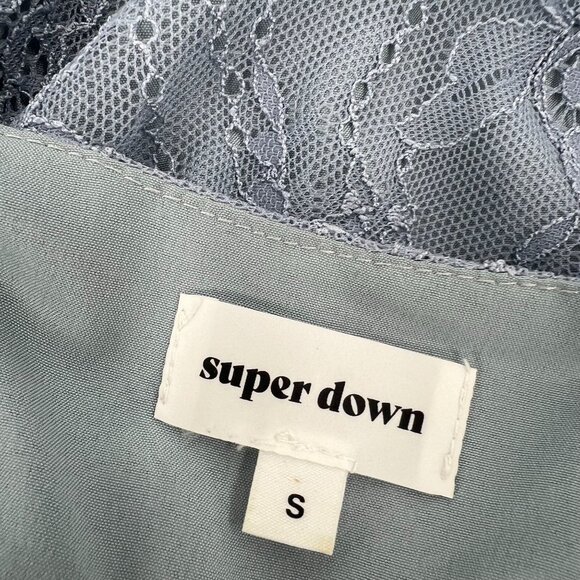 Superdown Small Blue Lace Mini Dress Backless Open Back Cocktail Party Revolve - Picture 8 of 9